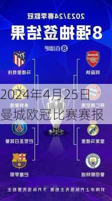 2024年4月25日曼城欧冠比赛赛报