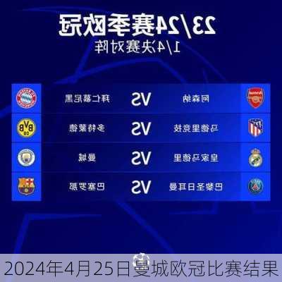 2024年4月25日曼城欧冠比赛结果