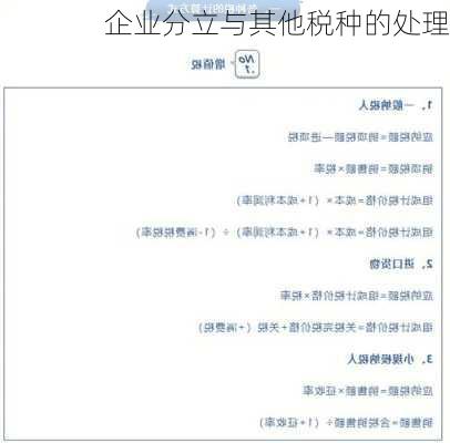 企业分立与其他税种的处理
