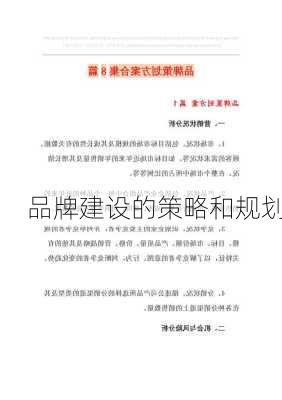 品牌建设的策略和规划