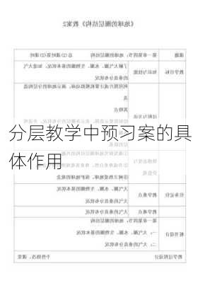 分层教学中预习案的具体作用