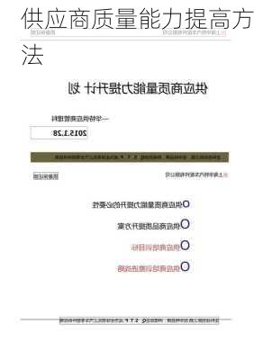 供应商质量能力提高方法