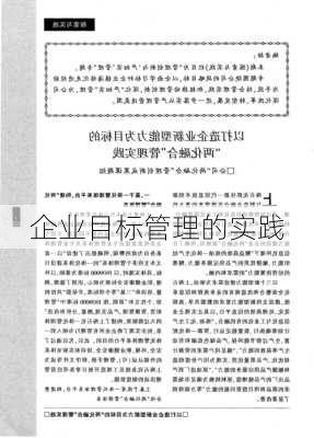 企业目标管理的实践
