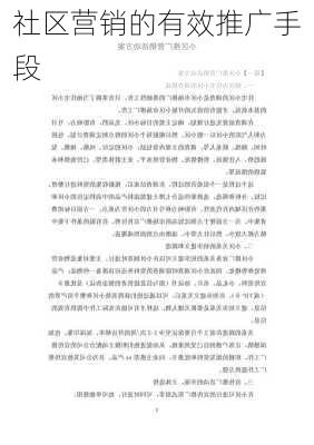 社区营销的有效推广手段