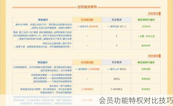 会员功能特权对比技巧