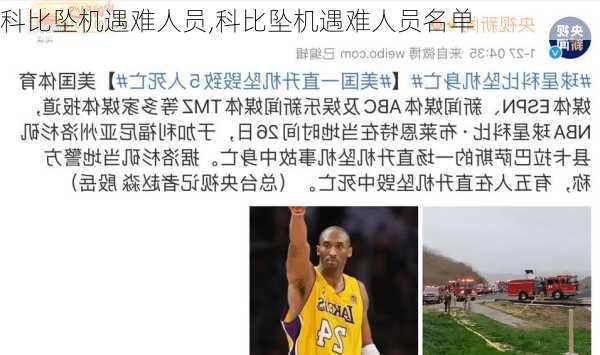 科比坠机遇难人员,科比坠机遇难人员名单