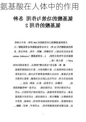 氨基酸在人体中的作用