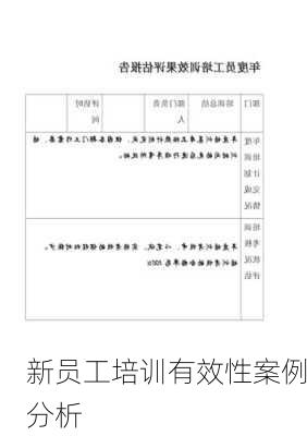 新员工培训有效性案例分析