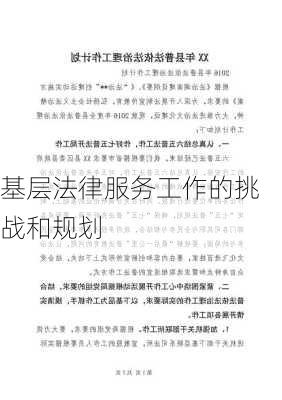 基层法律服务工作的挑战和规划