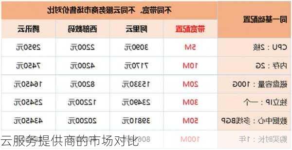 云服务提供商的市场对比