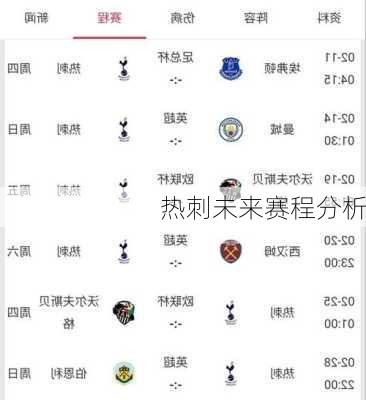 热刺未来赛程分析
