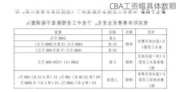 CBA工资帽具体数额