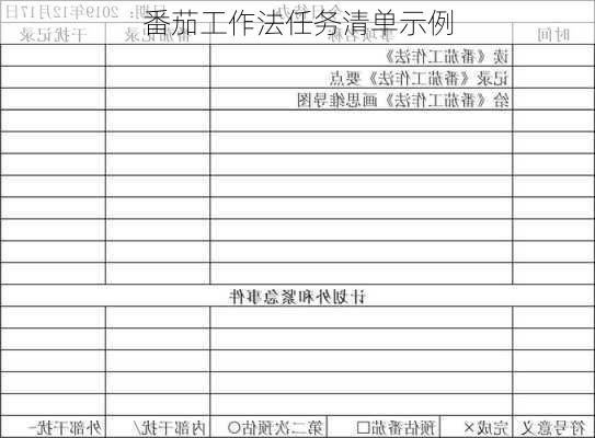 番茄工作法任务清单示例