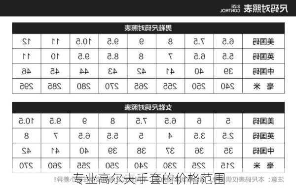 专业高尔夫手套的价格范围
