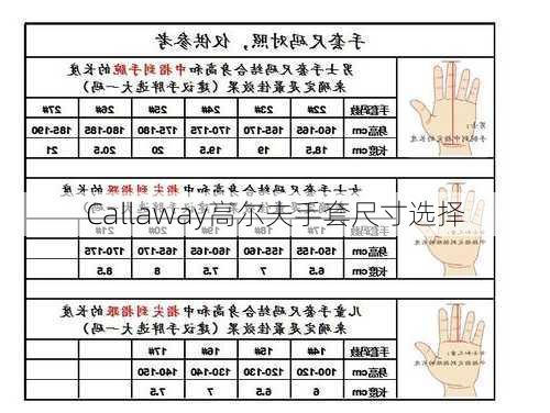 Callaway高尔夫手套尺寸选择