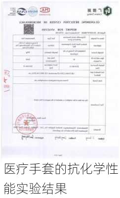医疗手套的抗化学性能实验结果