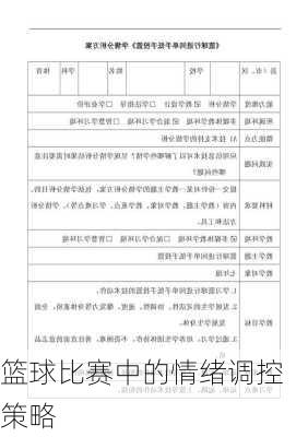 篮球比赛中的情绪调控策略