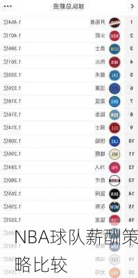 NBA球队薪酬策略比较