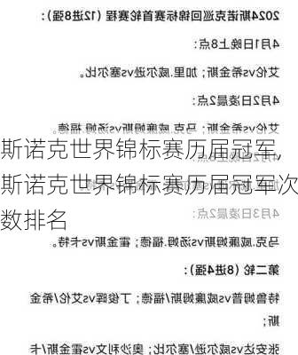 斯诺克世界锦标赛历届冠军,斯诺克世界锦标赛历届冠军次数排名