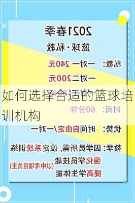 如何选择合适的篮球培训机构