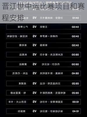 晋江世中运比赛项目和赛程安排