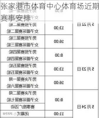 张家港市体育中心体育场近期赛事安排