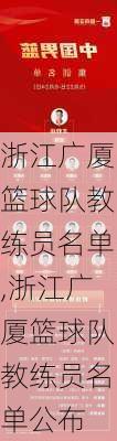 浙江广厦篮球队教练员名单,浙江广厦篮球队教练员名单公布