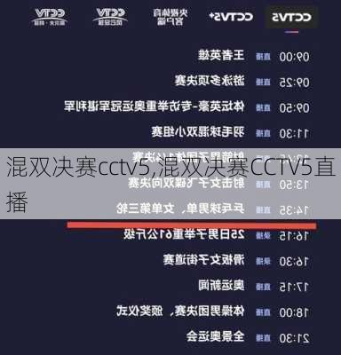 混双决赛cctv5,混双决赛CCTV5直播