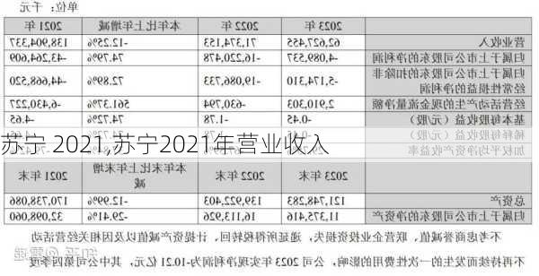 苏宁 2021,苏宁2021年营业收入