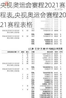央视奥运会赛程2021赛程表,央视奥运会赛程2021赛程表格