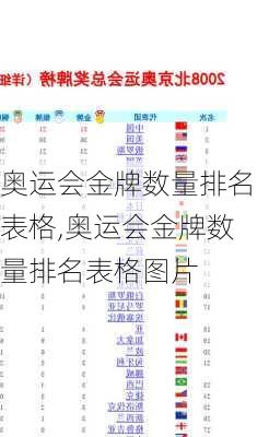 奥运会金牌数量排名表格,奥运会金牌数量排名表格图片