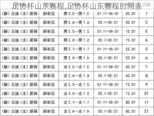 足协杯山东赛程,足协杯山东赛程时间表