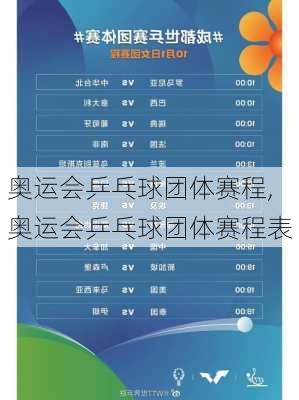 奥运会乒乓球团体赛程,奥运会乒乓球团体赛程表