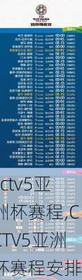 cctv5亚洲杯赛程,CCTV5亚洲杯赛程安排