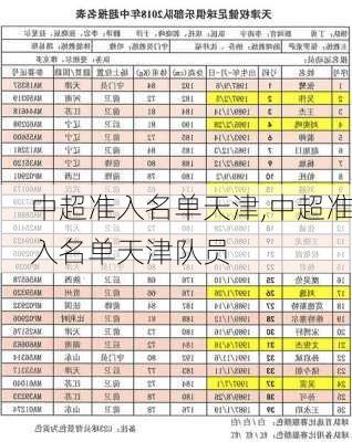 中超准入名单天津,中超准入名单天津队员