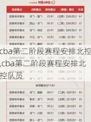 cba第二阶段赛程安排北控,cba第二阶段赛程安排北控队员