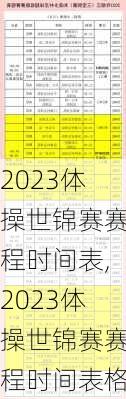 2023体操世锦赛赛程时间表,2023体操世锦赛赛程时间表格