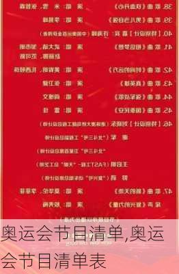奥运会节目清单,奥运会节目清单表