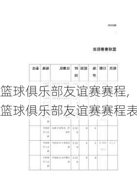篮球俱乐部友谊赛赛程,篮球俱乐部友谊赛赛程表