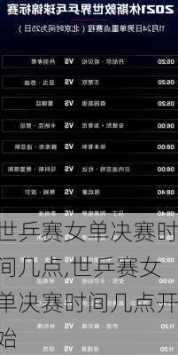 世乒赛女单决赛时间几点,世乒赛女单决赛时间几点开始