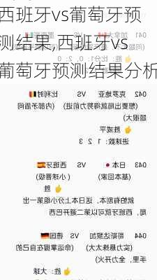 西班牙vs葡萄牙预测结果,西班牙vs葡萄牙预测结果分析