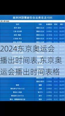 东京奥运会播出时间表,东京奥运会播出时间表格
