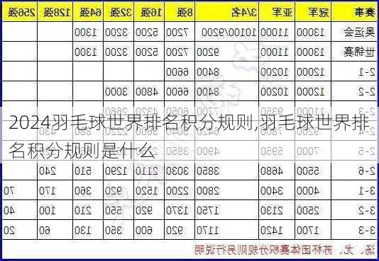 羽毛球世界排名积分规则,羽毛球世界排名积分规则是什么