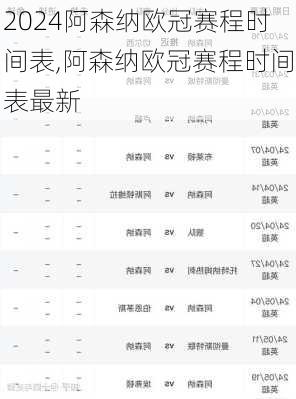 阿森纳欧冠赛程时间表,阿森纳欧冠赛程时间表最新