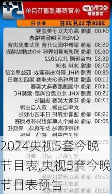 央视5套今晚节目表,央视5套今晚节目表预告