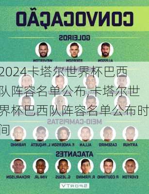 卡塔尔世界杯巴西队阵容名单公布,卡塔尔世界杯巴西队阵容名单公布时间