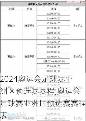 奥运会足球赛亚洲区预选赛赛程,奥运会足球赛亚洲区预选赛赛程表