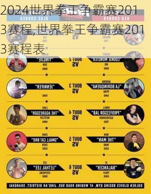 世界拳王争霸赛2013赛程,世界拳王争霸赛2013赛程表