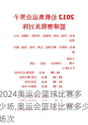 奥运会篮球比赛多少场,奥运会篮球比赛多少场次
