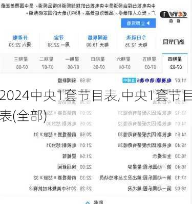 中央1套节目表,中央1套节目表(全部)